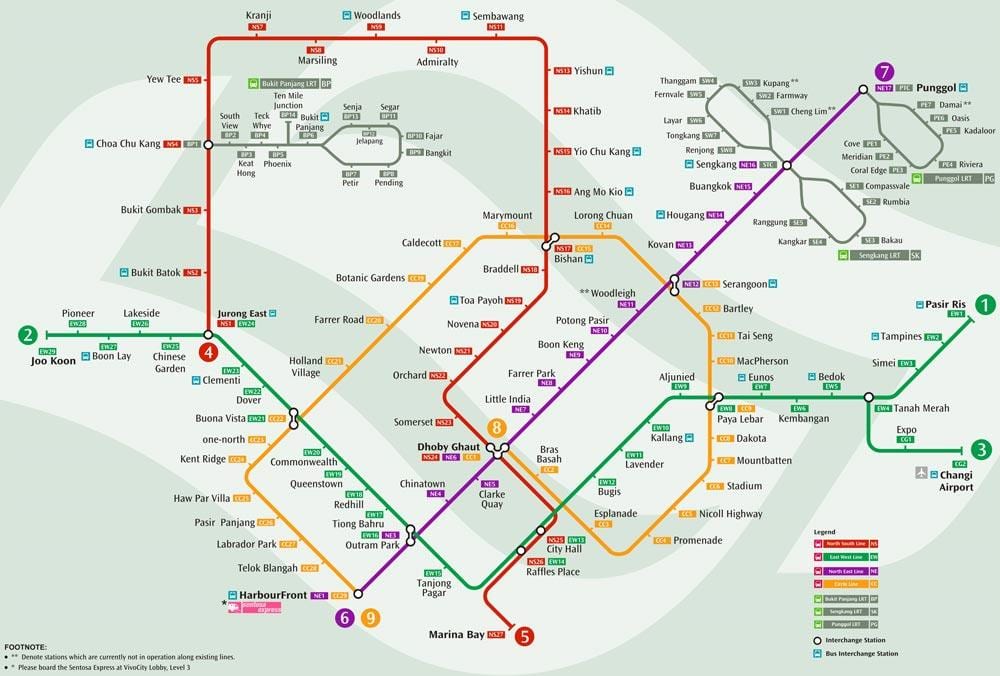 mrt সিস্টেম, মানচিত্র, সিঙ্গাপুর