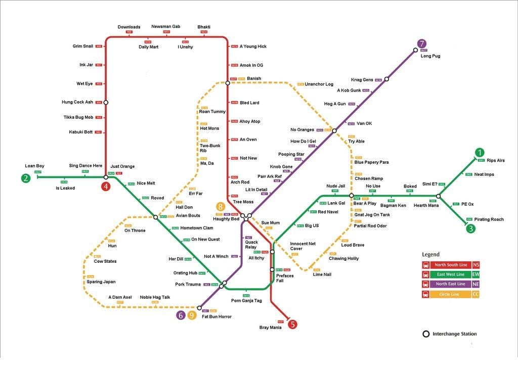 সিঙ্গাপুর mrt স্টেশন মানচিত্র