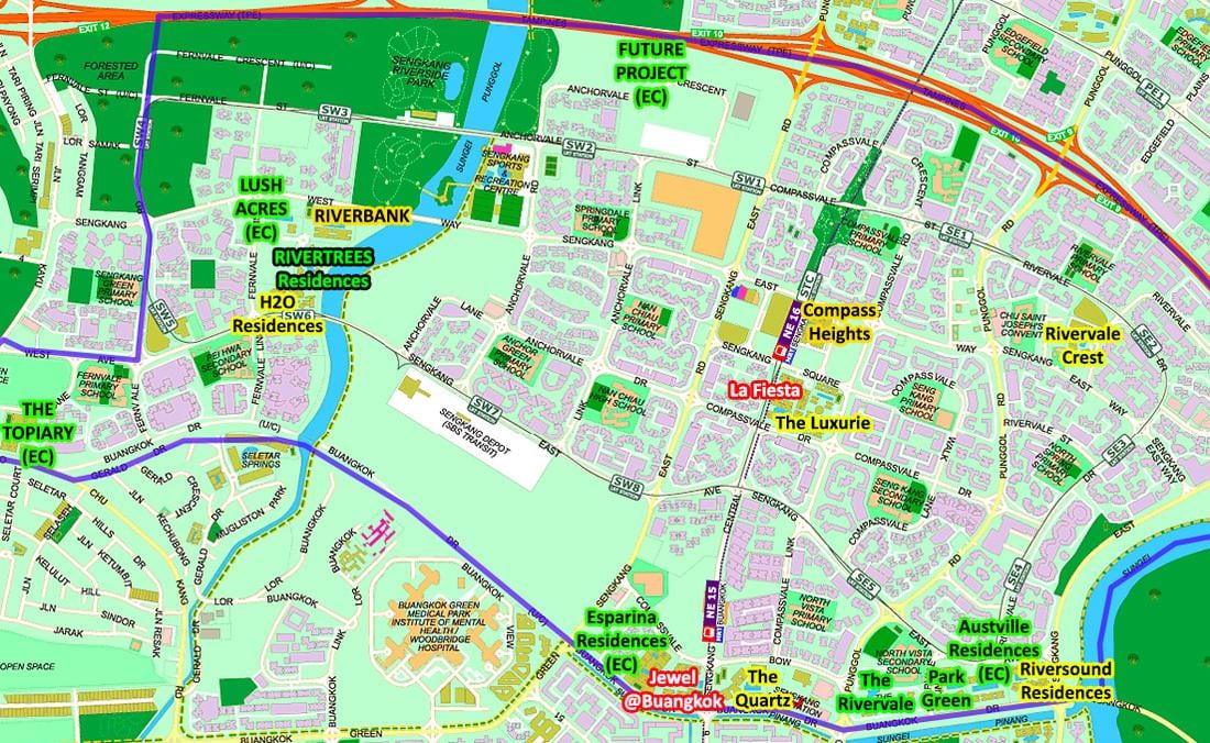 মানচিত্র Sengkang, সিঙ্গাপুর